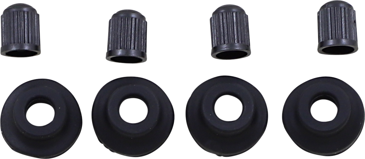 Valve Stem Grommet/Cap - Black - 4 Pack