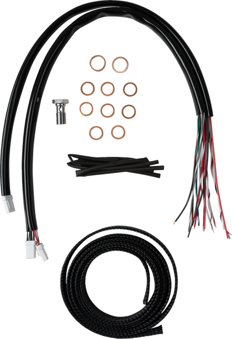 Complete Black Vinyl Braided Handlebar Cable/Brake Line Kit - 18\"-20\" Handlebars - \'23-\'24 Touring 2023 - 2024
