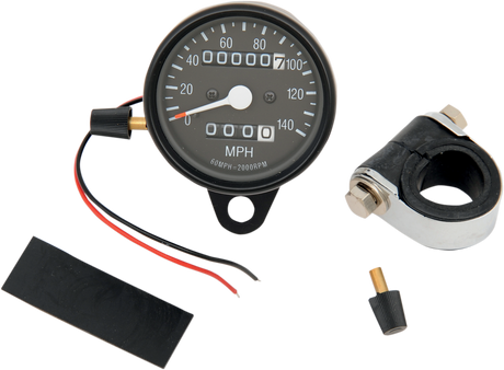 2.4\" MPH Mini LED Mechanical Speedometer/Indicators/Trip - Black Housing - Black Face - 2:1 1948 - 1990