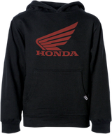 Youth Honda Wing Pullover Hoodie - Black - Medium