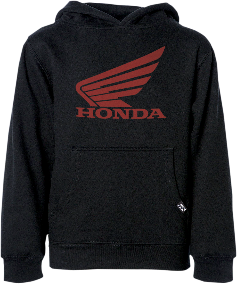 Youth Honda Wing Pullover Hoodie - Black - Large