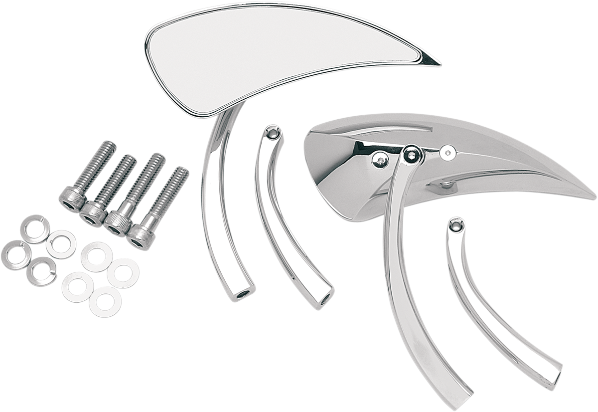 Mirrors - Side View - Teardrop - Chrome - Right/Left - Pair