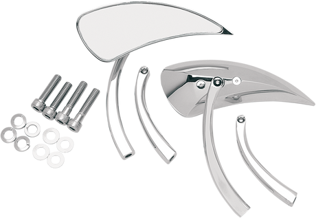 Mirrors - Side View - Teardrop - Chrome - Right/Left - Pair