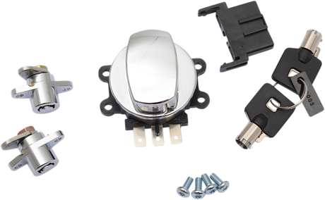 Side Hinge Ignition Switch with Saddlebag Lock - Chrome 1999 - 2013