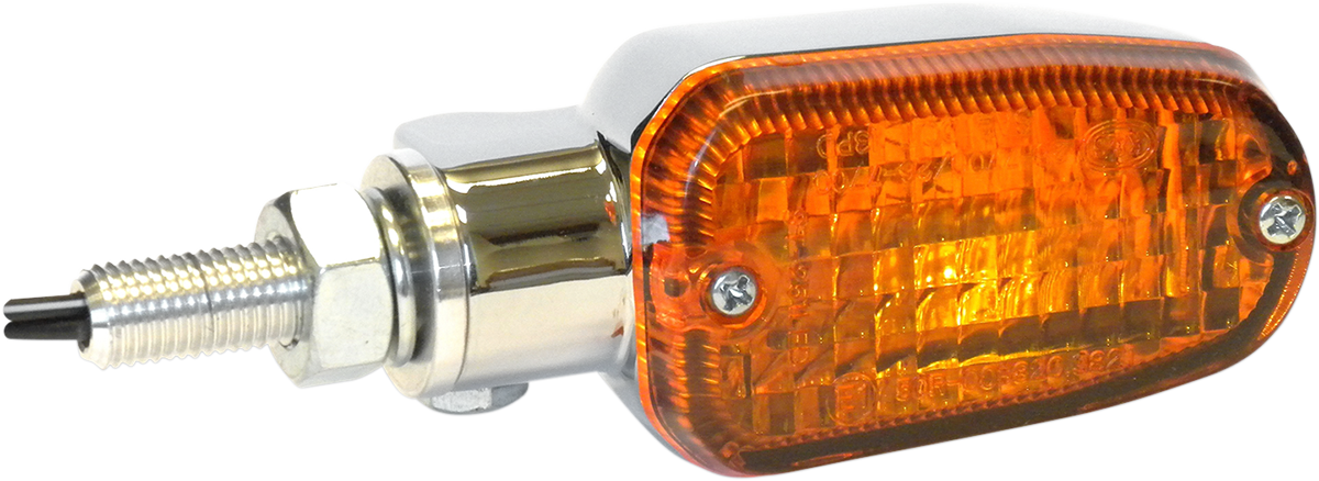 Turn Signal - DOT&E-mark - Single Filament - Chrome/Amber
