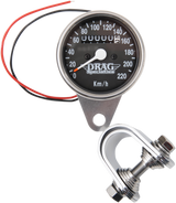 2.4\" KPH Mini LED Mechanical Speedometer/Indicators - Chrome Housing - Black Face - 2:1 1948 - 1990