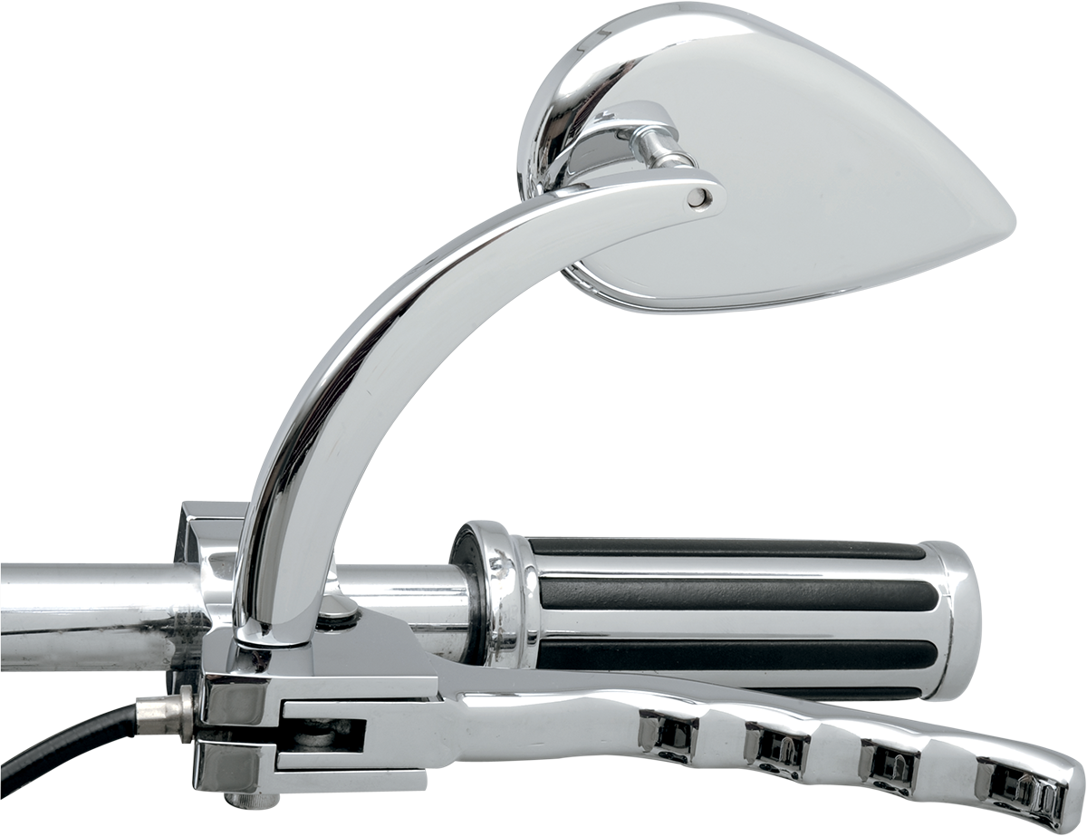 Mirror - Side View - Teardrop - Chrome - Curved/Long Stem - Each