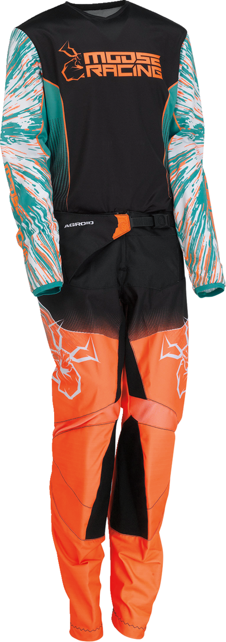 Youth Agroid Pants - Teal/Orange/Black - US 26