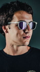 Spark Sunglasses - Matte Crystal Light Gray - Purple Mirror Lens