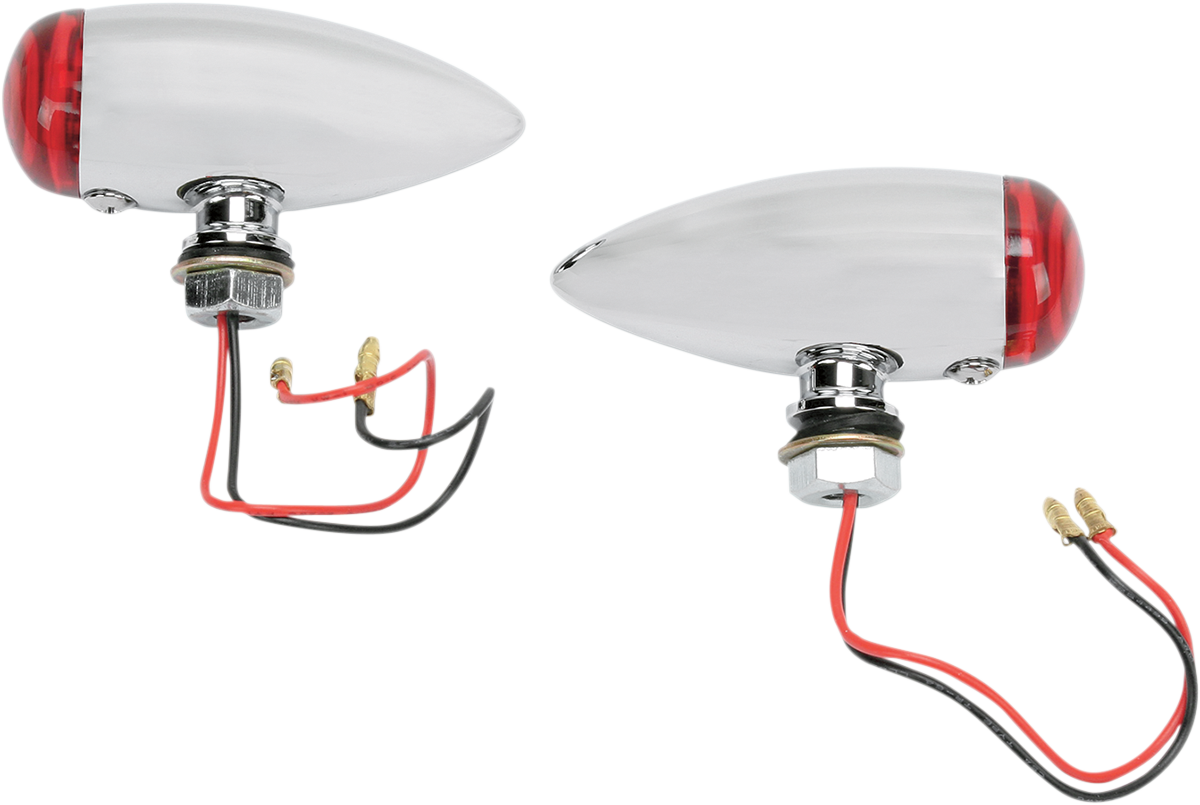 BulletvMarker Lights - LED - Red Lens - Chrome