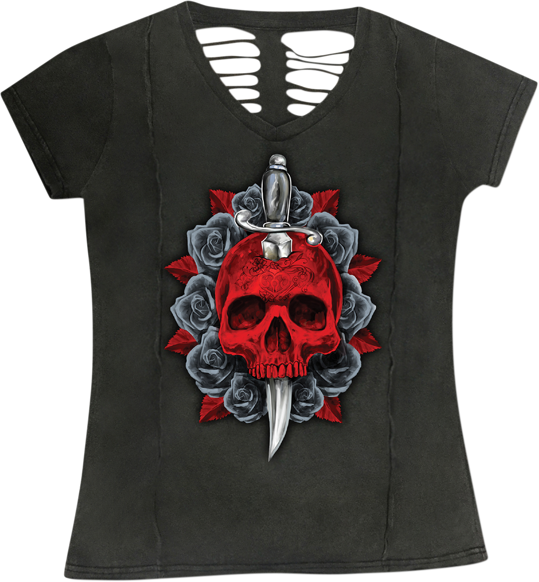 Women\'s Dagger Skull T-Shirt - Gray - Small