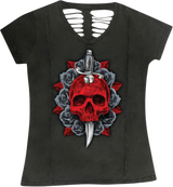 Women\'s Dagger Skull T-Shirt - Gray - Large