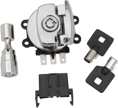 Side Hinge Ignition Switch with Fork Lock - Chrome 1996 - 2010