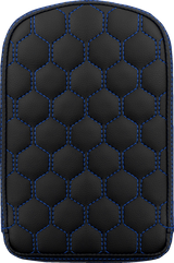 RoadSofa™ Sissy Bar Pad - Honeycomb - Blue Stitching