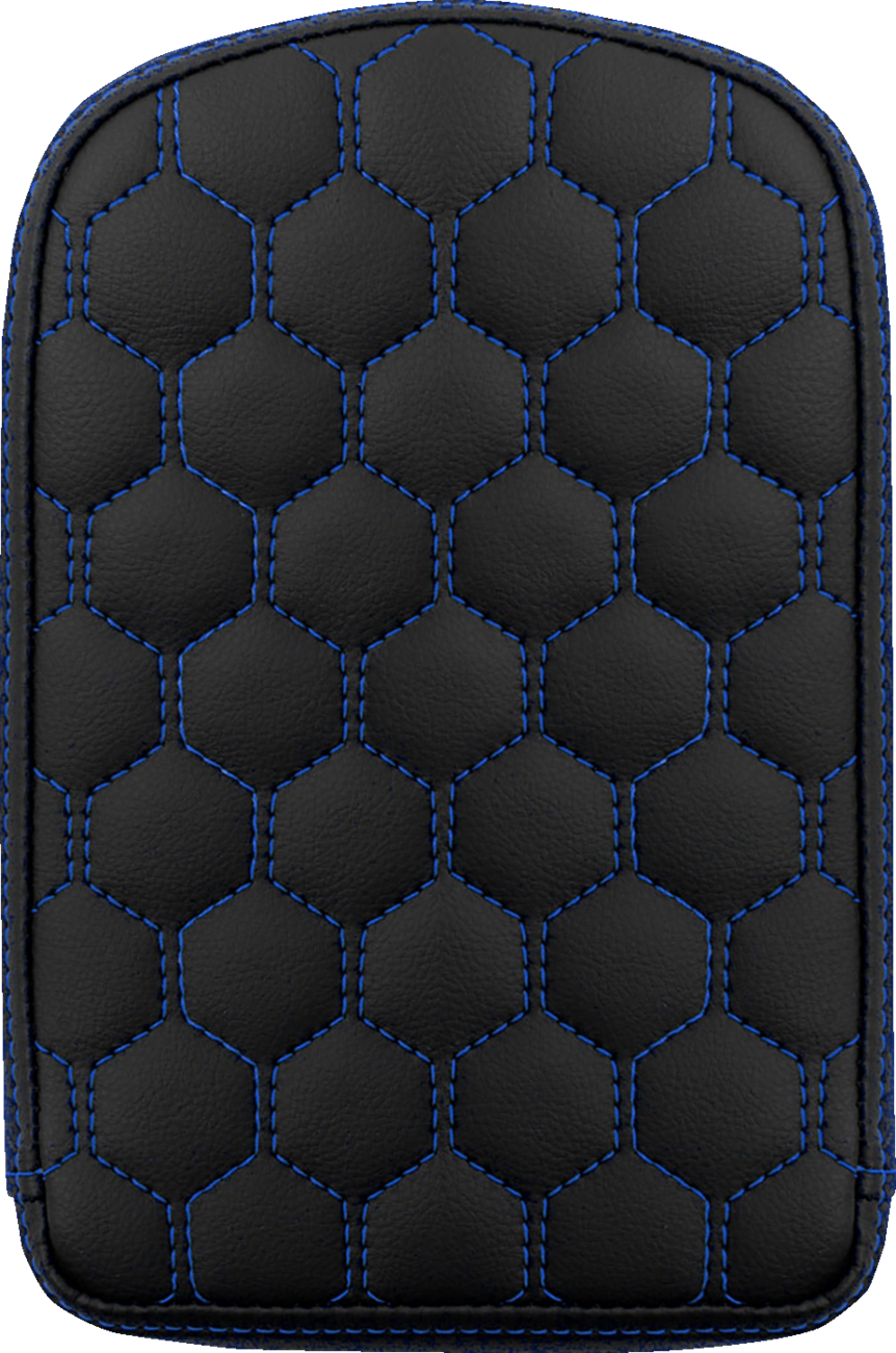 RoadSofa™ Sissy Bar Pad - Honeycomb - Blue Stitching