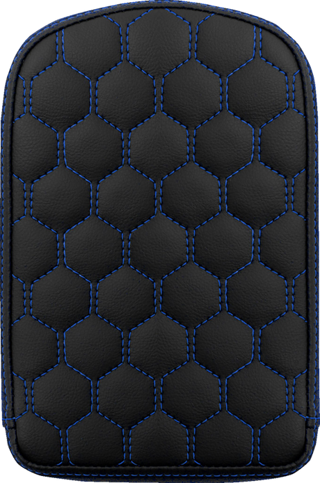 RoadSofa™ Sissy Bar Pad - Honeycomb - Blue Stitching