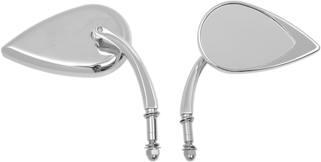 Mirror - Side View - Teardrop - Chrome - Curved/Short Stem - Each