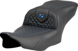 Roadsofa™ Seat - Dragon Scale Stitch - Blue Stitch - w/o Backrest - FLTR/FLHX \'23-\'24 2023 - 2024