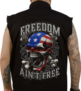 Freedom Ain\'t Free Printed Sleeveless Button Down Shirt - Black - Large