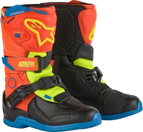 Kids Tech 3S Boots - Fluorescent Orange/Fluorescent Yellow/Blue - US 10 / EU 28