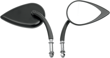 Mirror - Side View - Teardrop - Black - Curved/Short Stem - Each