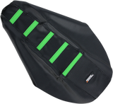 Ribbed Seat Cover - Black Cover/Green Ribs - Kawasaki 1991 - 2013