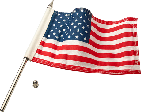 Flag Pole - 12\" - With 6\"x9\" American Flag - Polished Stainless Steel