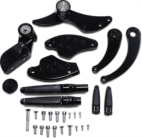 Forward Control - 18+ Softail - Black Anodized - Standard - Folding Rubber Inlay Pegs - Solid Lever 2018 - 2020