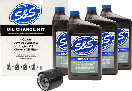 Oil Change Kit - Black Filter - \'84-\'99 Big Twin/\'86-\'22 Sportster - 4 US quarts 1984 - 2022