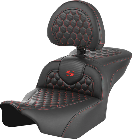 Roadsofa™ Seat - with Backrest - Honeycomb - Red Stitch - FLTR/FLHX \'23-\'24 2023 - 2024