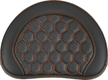 RoadSofa™ Sissy Bar Pad - Honeycomb - Orange Stitching