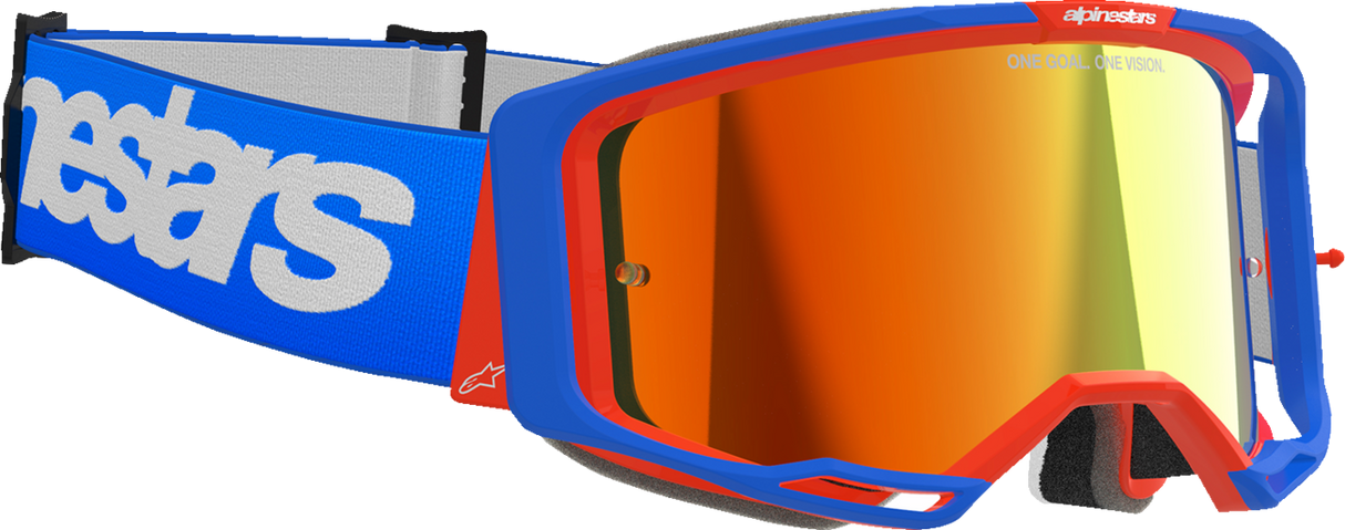 Vision 8 Goggle - Wordmark - Blue/Orange - Red Mirror