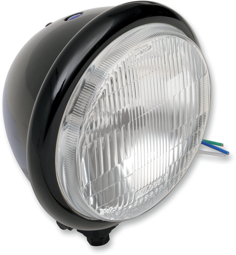 Bottom Mount H4 Headlight - 5-3/4\" - Black