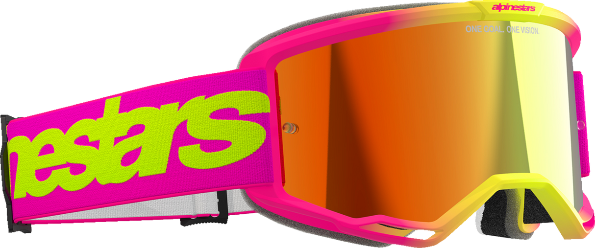 Vision 5 Goggle - Wordmark - Pink/Yellow Fluo - Red Mirror Lens
