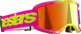 Vision 5 Goggle - Wordmark - Pink/Yellow Fluo - Red Mirror Lens