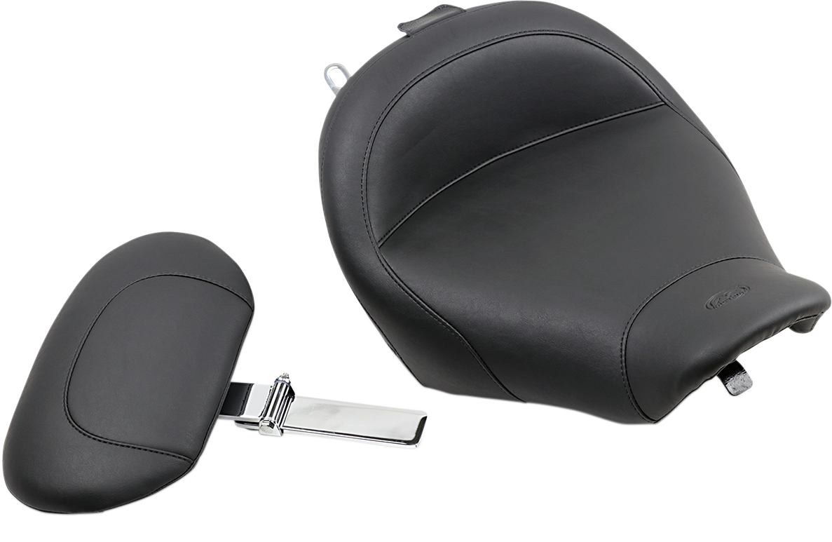 Wide Solo Seat - With Backrest - Vintage - Black - Smooth - Road King \'97-\'07 1997 - 2007