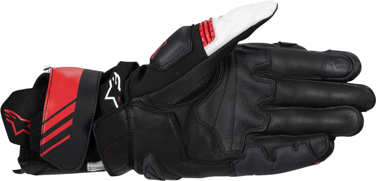 GP Plus R V3 Leather Gloves - Black/White/Bright Red - XL