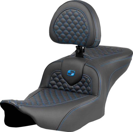 Roadsofa™ Seat - Dragon Scale Stitch - Blue Stitch - w/ Backrest - FLTR/FLHX \'23-\'24 2023 - 2024