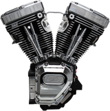 T111 Long Block Engine - Wrinkle Black and Chrome - Touring | Dyna 1999 - 2006