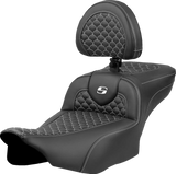 Roadsofa™ Extended Reach Seat - Dragon Scale Stitch - White Stitch - w/ Backrest - FLTR/FLHX \'23-\'24 2023 - 2024