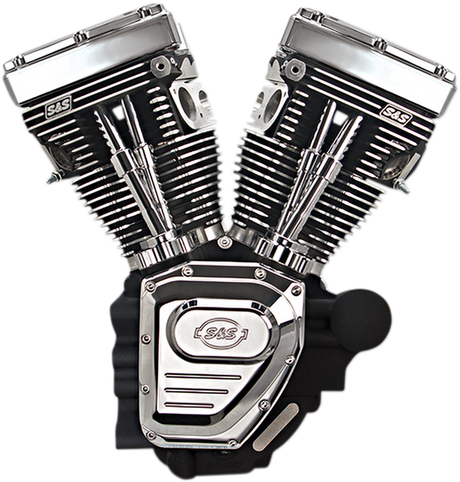 T124 Long Block Engine - Wrinkle Black and Chrome - Touring 2007 - 2016
