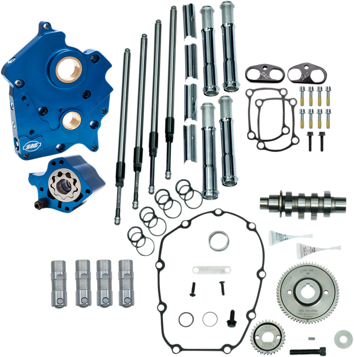 Cam Chest Kit with Plate - Gear Drive - Oil Cooled - 465 Cam - Chrome Pushrods - M8 2017 - 2020