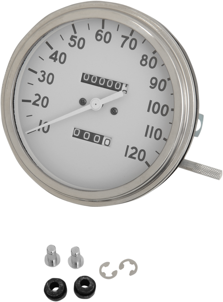 5\" MPH FL-\'36-\'40 Style 1:1 Speedometer - White Face 1962 - 1983