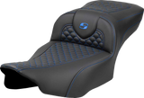 Roadsofa™ Extended Reach Seat - Dragon Scale Stitch - Blue Stitch-w/o Backrest - FLTR/FLHX \'23-\'24 2023 - 2024