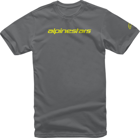 Linear Wordmark T-Shirt - Charcoal/Fluorescent Yellow - Medium