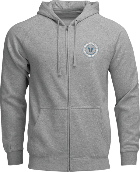 Badge Zip-Up Hoodie - Heather Gray - 3XL