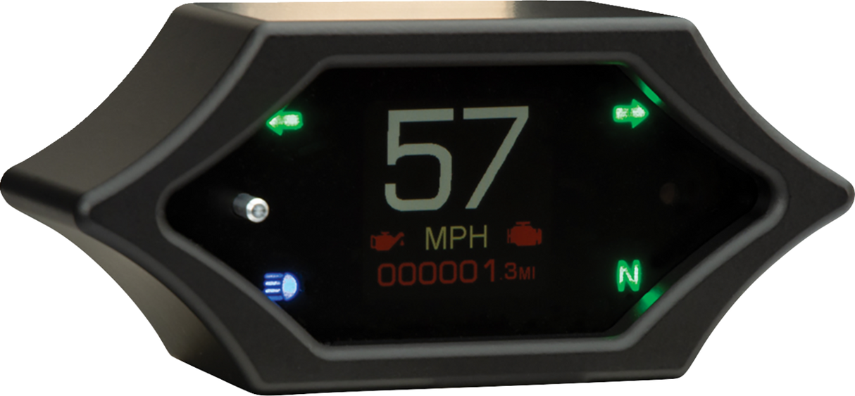 Handle Bar Mount Speedometer - With Signals - Spiked - Black