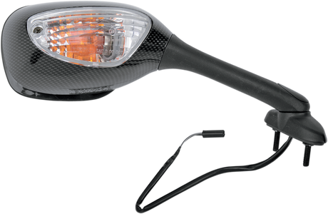 Mirror - Side View - Lighted - Black/Carbon Fiber - Rectangle - Right - Suzuki 2005 - 2009