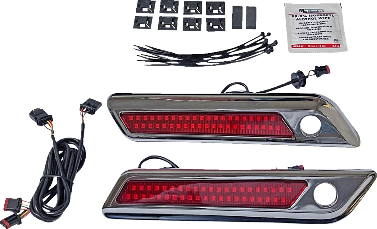 Latch Light - Saddlebag - Dual Color - Red - Chrome 2014 - 2024