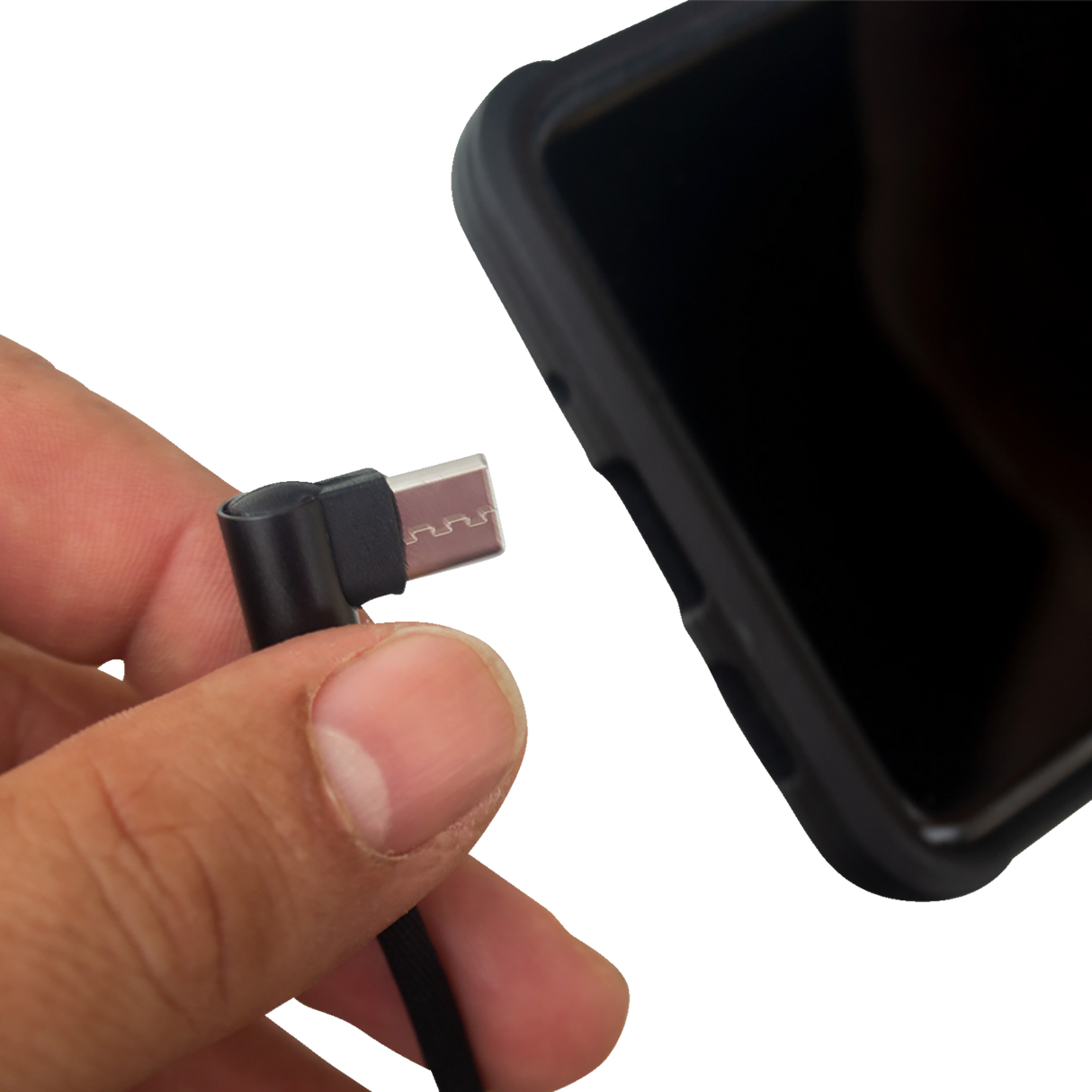 USB to 90° USB-C Cable - Charger - Single-End - 12\"